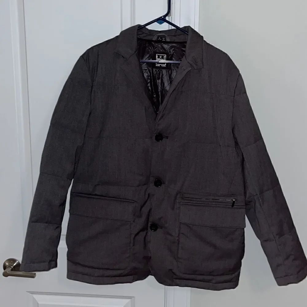 Ike Behar charcoal gray men’s  down Puffy puffer style warm winter coat jacket L